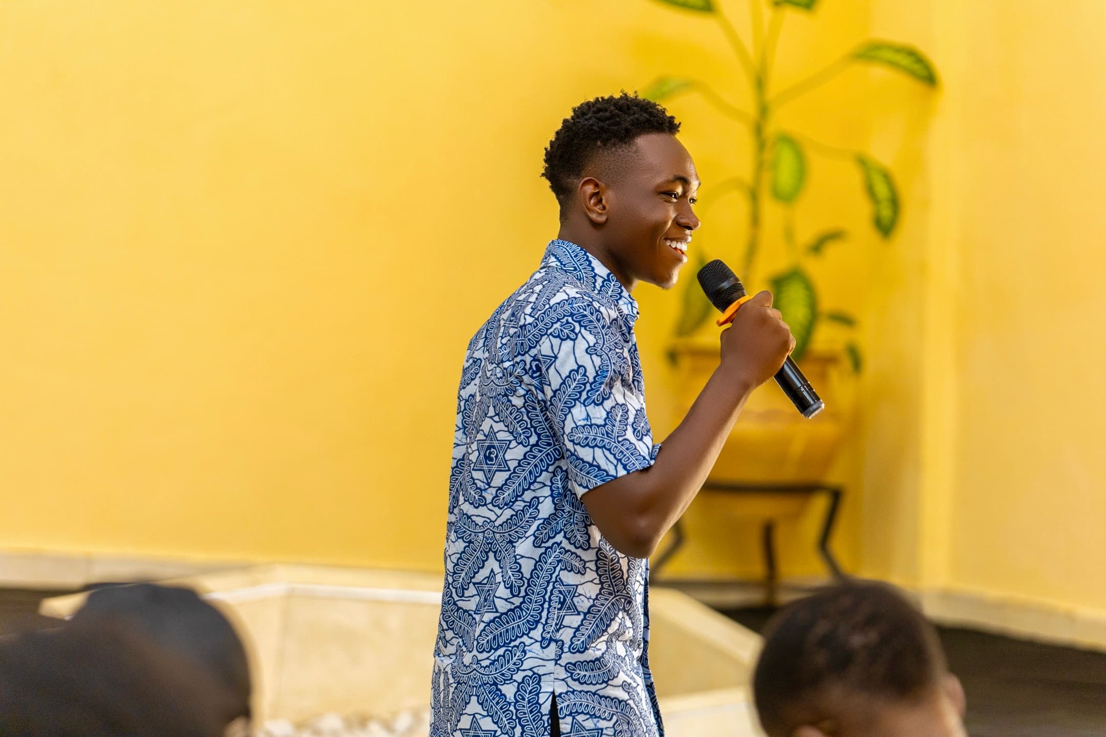 Nana Asiamah, founder of MediaWura, speaking at an event in Accra